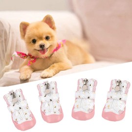 4Pcs/Lot Pink Breathable Dog Boots Pet Dog Shoes Puppy Non-Slip Breathable Mesh Outdoor Walking Boots Suitable for Aily Wearing (Size:2)