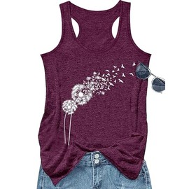 Vintage Mandala Graphic Tank Tops for Women Summer Beach Graphic Loose Tanks Vest Vacation Racerback Tank Cami (US, Alpha, Small, Regular, Regular, Wine Red)