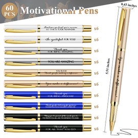 Dispowreath 60 Sets Staff Appreciation Gifts Bulk Inspirational Quote Pens Silicone Motivational Keychain Thank You Gifts Gifts for Teacher Women Employees Coworkers(Multicolor)