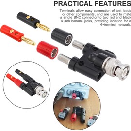 iguTrail BNC Adapter, BNC Male to Dual 4 mm Banana Socket Binding Post, BNC Female to Two Dual Banana Plugs, Audio Adapter Plug, Potential Equalization Rail Pack of 2