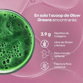 Ami Fitness Glow Greens, Polvo Verde con Colágeno - 30ct, Mango