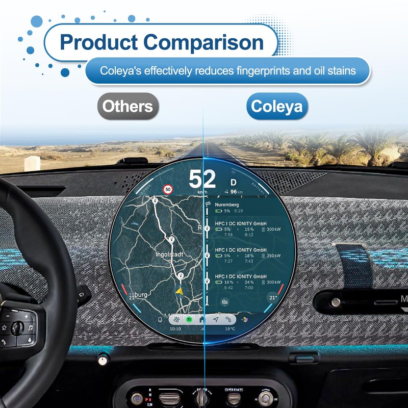 Coleya 2025 Cooper/Countryman/Aceman Screen Protector for Mini 9.4-inch Round OLED