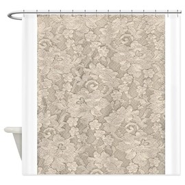 CafePress Vintage Ivory Floral Lace Decorative Fabric Shower Curtain