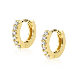 Small Earrings Sets 14K Gold 925 Sterling Silver Hoop Earrings for Women Huggie Cartilage Earring Set Cute Mini Thin Tragus Hoops Multiple Piercings Aretes Earrings Sets for Women Trendy ( 6-8-10-12-14-16 )mm (Gold 6mm)