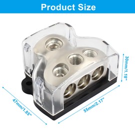 Bonsicoky 3 Way Amp Power Distribution Block, 0 Gauge in 4/8/10 Gauge Out Amp Distribution Block Splitter for Car Boat Audio(1 in 3 Out)