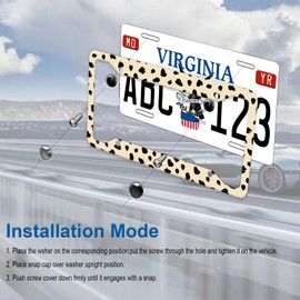 Beige Polka Dots License Plate Frame Cute Funny Aluminum License Plate Holder Car Tags Decorative Car Accessories with Screws for Women Men Fit Standard Us Canada Vehicles 12.3x6.3 inch