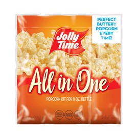 JOLLY TIME All in One Kit for 8 oz. Popcorn Machine | Portion Packet with Kernels, Oil and Salt for Commercial, Movie Theater or Air Popper (Net Wt. 10.5 oz. Each, Pack of 24)