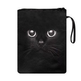 Poceacles Black Cat Zipper Book Cover Reusable Paperback Hard Cover Book Carry Bag