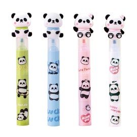 MOZXIRZ 4 Pcs Highlighters Pens Cute Panda Spliceable Highlighter Markers Assorted Colors Highlighters Cartoon Highlighter Pens (Cute Pandas)