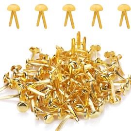 Split Pins,Scrapbooking Brads Split Pin,100pcs Mini Gold Brad Metal Paper Fasteners Coloured Brad Fasteners Pastel Round Brads for Paper Craft DIY Stamping Scrapbook Office Household Supplies(8*17mm)