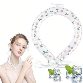 Ice Cold Collar, Neck Cooling Tube Reusable Neck Cooler for Summer Indoor Outdoor Cooling, Cold Gel Wrap Ice Packs for Necks Relief for Hot Flashes, Neck Coolers for Hot Weather (White)