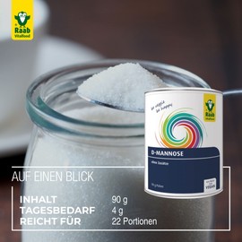 Raab Vitalfood D-Mannose, rein, vegan ohne Zusätze, kann Bakterien binden, glutenfrei, laborgeprüft in Deutschland, 22 Portionen (90 g)