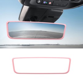 Ohleats Car Rear View Mirror Protector Frame, Silicone Auto Rearview Edge Protection Cover Compatible with Model 3 Model Y, Interior Rear View Trim Frame Decoration, Car Accessories (Pink)