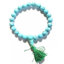 Turquoise Bracelet, Genuine Turquoise Gemstone Power bracelet 9 mm