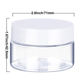 6 Pack 4 oz Plastic Pot Jars Round Clear Leak Proof Plastic Cosmetic Container Jars with White Lids for Travel Storage Make Up, Eye Shadow, Nails, Powder, Paint, Jewelry(4 oz)