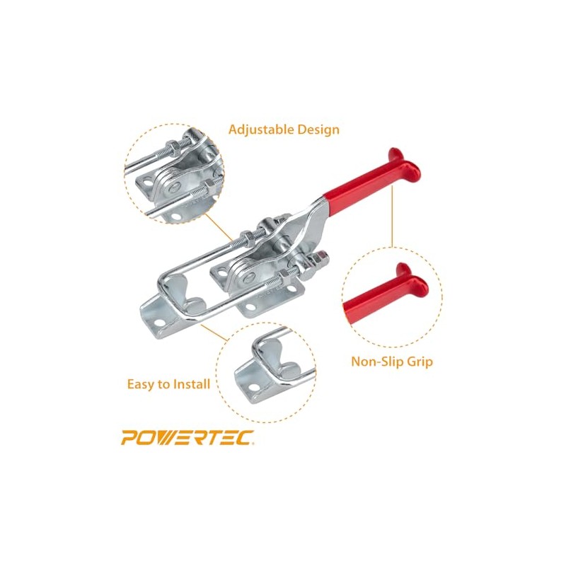 POWERTEC 20306 Heavy Duty Adjustable Latch-Action U Bolt Toggle Clamps