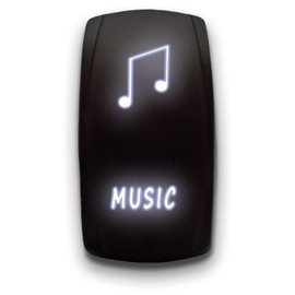 Music - White - Laser Etched Toggle Switch 20A 12V - Vertical Rocker Switch 5-Pin DPST