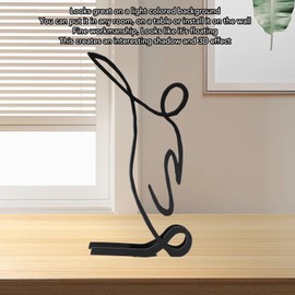 Athlete Lines Character Sculpture, Geometric Frame Decorative Metal Art Ornament Abstract Figure Statue with 3D Effect for Home, Office, Table, Wall Decor (Soccer)