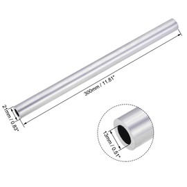 sourcing map 6063 Aluminum Round Tube, 21mm OD 13mm Inner Dia 300mm Length Seamless Straight Tubing