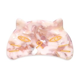 Hair Claw Clip 2.6 Inch Tortoiseshell Grip Hair Jaw Clip Strong Hold Cute Cat Shape Hair Claw Clamp for Women Girls (pink)