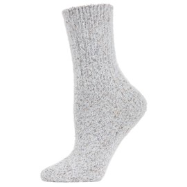 MeMoi Women's Pretty Plush Glitter Crew Socks Light Gray One Size