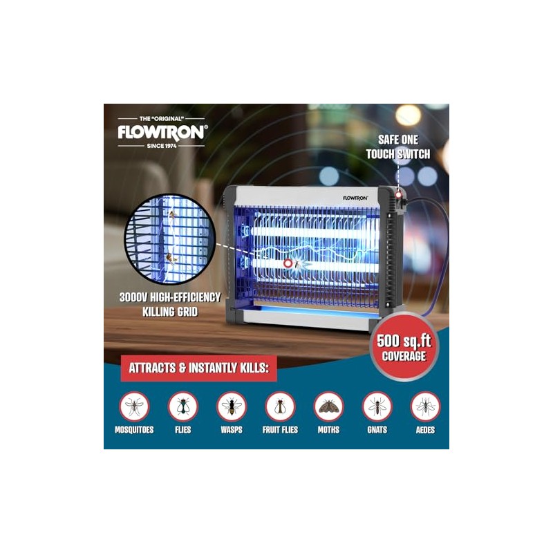 Flowtron Indoor Bug Zapper: 3000V Electric Insect Killer & Mosquito