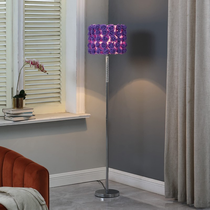 ORE HBL2803 Roses in Bloom Acrylic/Metal Floor Lamp, Lavender, 63"