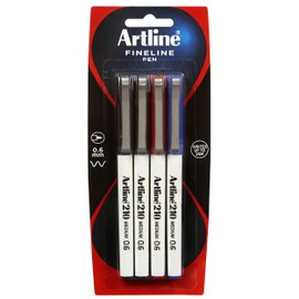 Artline 210, 121084, Fineliner Pen, Hangsell, 0.6mm, Assorted, 4 Pack