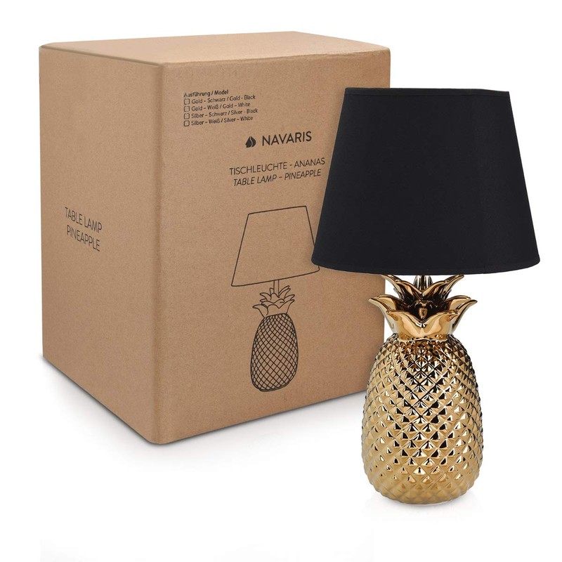 Navaris Gold Pineapple Table Lamp - Mini Lamp 13.8" Tall