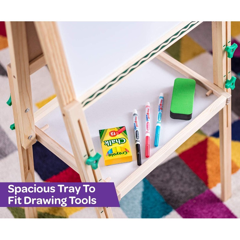 Crayola Kids Mini Wooden Art Easel & Supplies, Toddler Toys,