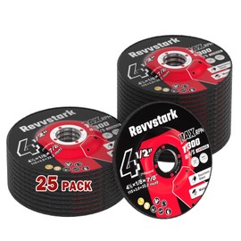 Revvstark 25 Pack Grinding Wheels 4-1/2 Inch, Thin Grinder Wheel for General Purpose Metal & Stainless Steel, Aluminum Oxide Grinding Disc 4 1/2 for Angle Grinder, Depressed Center 4.5" * 1/8" * 7/8"