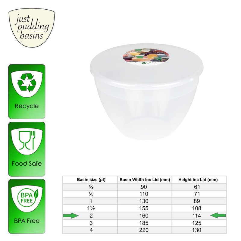 Just Pudding Basins Clear 2 Pint 1.14lt Basin (3 Pack)