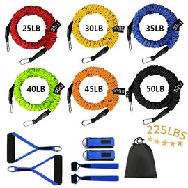 Sunsign Resistance Band with Handle, Ideal for Strength Training, Muscle Toning, Physical Therapy, 12 pcs, Blue