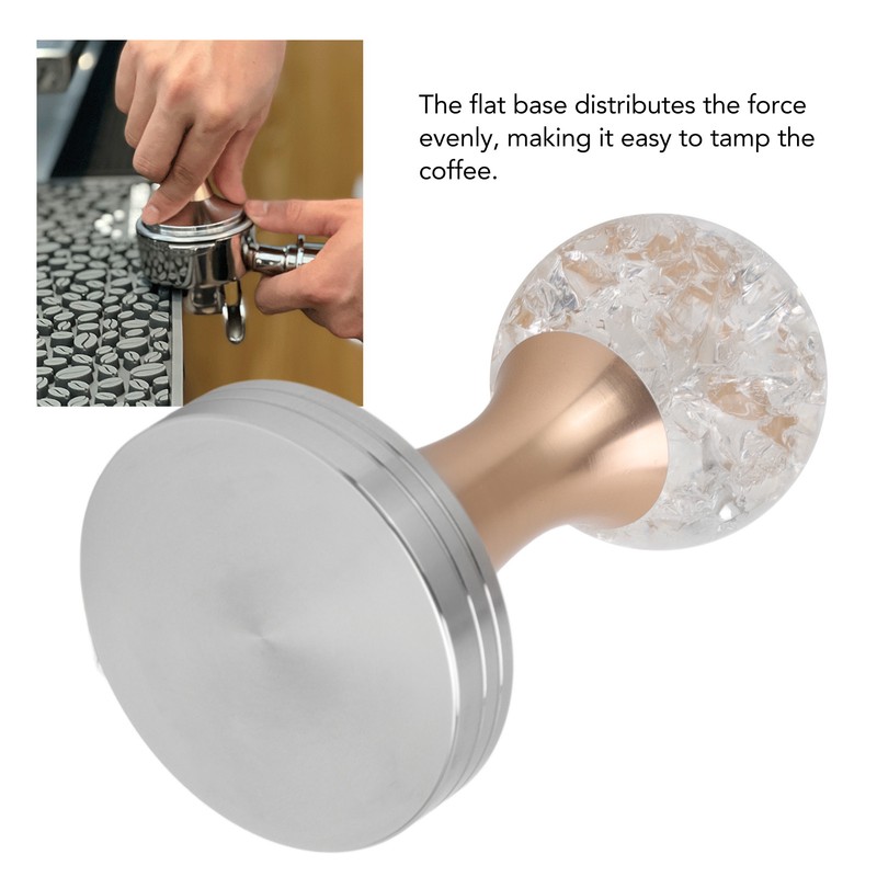 Crystal Ball Coffee Flat Tamper Stainless Steel Base Powder Hammer