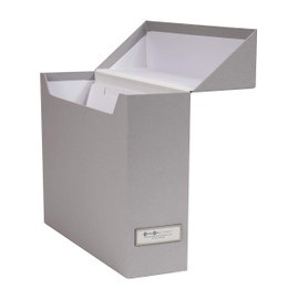 Bigso Lovisa Fiberboard Label Frame 12 File Storage Box, 9.4 x 3.7 x 13 in, Grey
