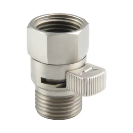 APLusee Shower Head Shut Off Valve, Solid Brass Water Flow Restrictor with Adjustable Lever, Brushed Nickel