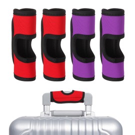 QUARKZMAN Luggage Handle Wrap, 4 Pieces Hollow Neoprene Handbag Handle Cover Protector Luggage Identifiers Suitcase Handle Wraps for Luggage Suitcase Travel Bags, Red/Purple