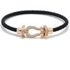 Deelfel Men's Women's Horseshoe Bracelet, Black, Silver, Stainless Steel, Zirconia,