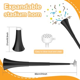 Vuvuzelas Soccer Horn Collapsible Stadium Hockey Blow Stadium Noise Maker Loud Sound Blow Noisemakers Sports Trumpet Horn maker for Sports Events Parties Supplies Favors Accessories (black)