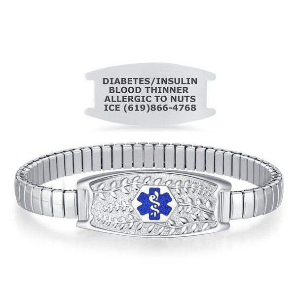 Divoti Olive Slip-Over Stretch Custom Engraved Medical Alert ID Bracelets