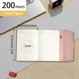 Vegan Leather Notebook for Women Men 200 Pages Lined Journal