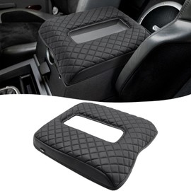 KBH Center Console Armrest Cover for Dodge Ram Floor Business 2006-2009, Bucket Seat, Middle Console Lid Protector Foam Pad, PU Leather Interior Accessories, Black