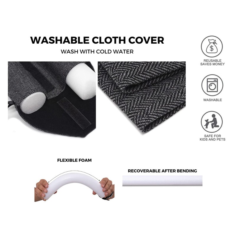 Draught Excluder for Doors and Windows Reusable and Washable Double