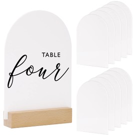 JINMURY 5x7 Inch Blank White Arch Acrylic Sign | 10 Pack Arch Acrylic Blanks Acrylic Sheet 1/8 inch Thick, DIY Acrylic Arch Table Numbers, Perfect as Arched Modern Wedding Signs, Arched Round Top Table Sign, Events& Parties Centerpieces Decorations (Whit
