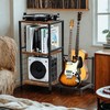 Homy Casa 3-Tier Record Player Stand with Guitar Holder, Vinyl