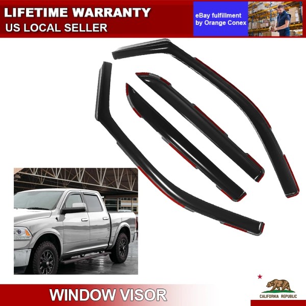 Celepoir In-Channel Window Visor Sun Rain Guard For 09-18 Dodge