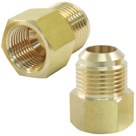 Augiimor 2Pcs Brass Flare Tube Fitting 5/8 Inch NPT Male x 1/2 Inch Female NPT Pipe Reducer Adapter Brass Reducing Pipe Connector