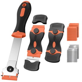 Ywmoml Ywmoml 3 Pack Razor Blade Scraper Set, Includes 30 Plastic & 30 Metal Blades, Multi-Purpose Tool for Glass, Cooktop, Sticker Removal, Paint & Gum Cleaning (Orange)