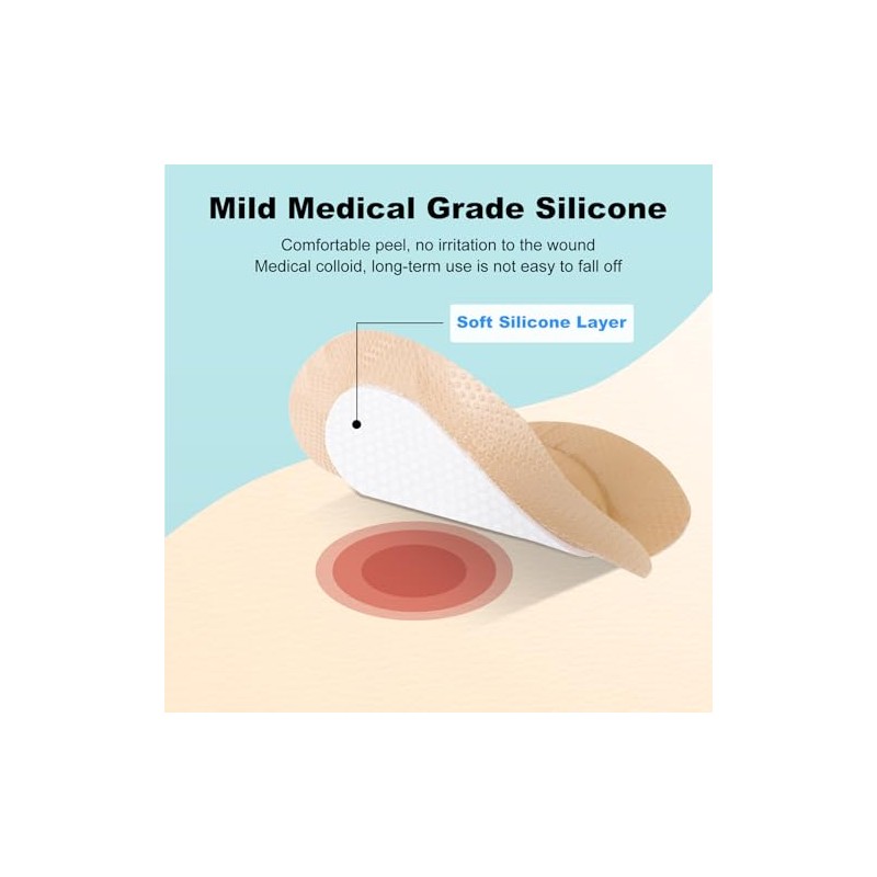 Sacral Foam Dressing, Sacrum Silicone Foam Dressing with Border, 7x7