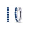Sterling Silver Round Cut Simulated Blue Topaz Hoop Earrings (0.64"